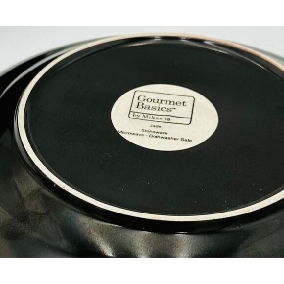 Mikasa Gourmet Basics Plates Jade 8.5" Set of 8 Stoneware Teal Brown Crackle - Picture 5 of 6